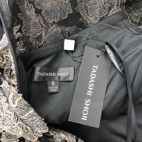 Tadashi Shoji Crepe & Embroidered Lace Gown Dress 6 - Picture 6 of 8